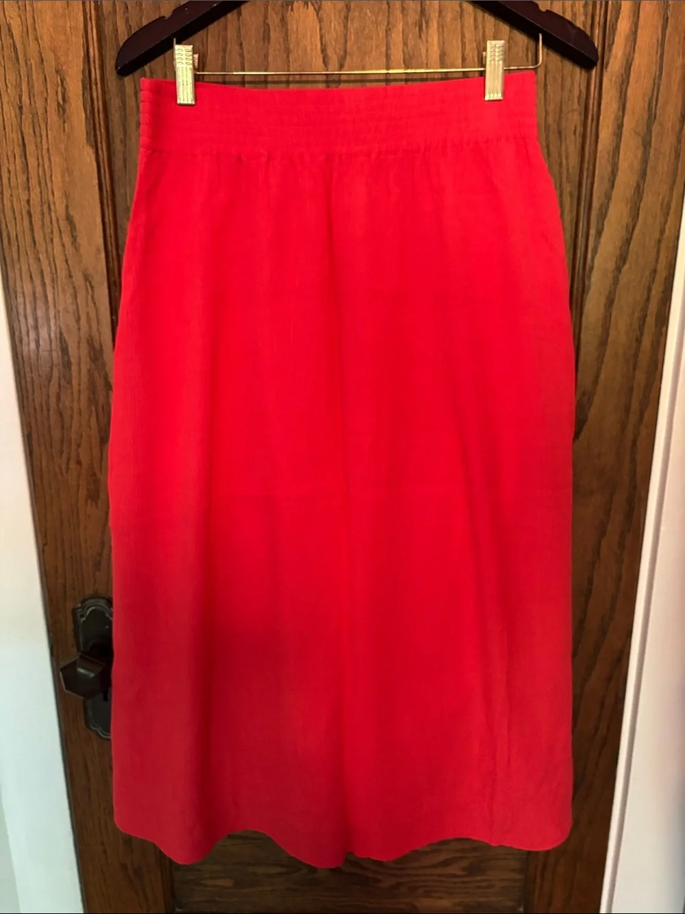 Madewell Red Button-Front Midi Skirt - Picture 2 of 3